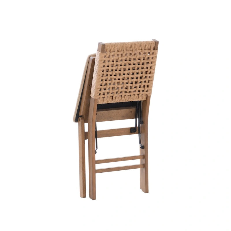 Chaise de salle à manger pliante en tissu naturel avec dossier