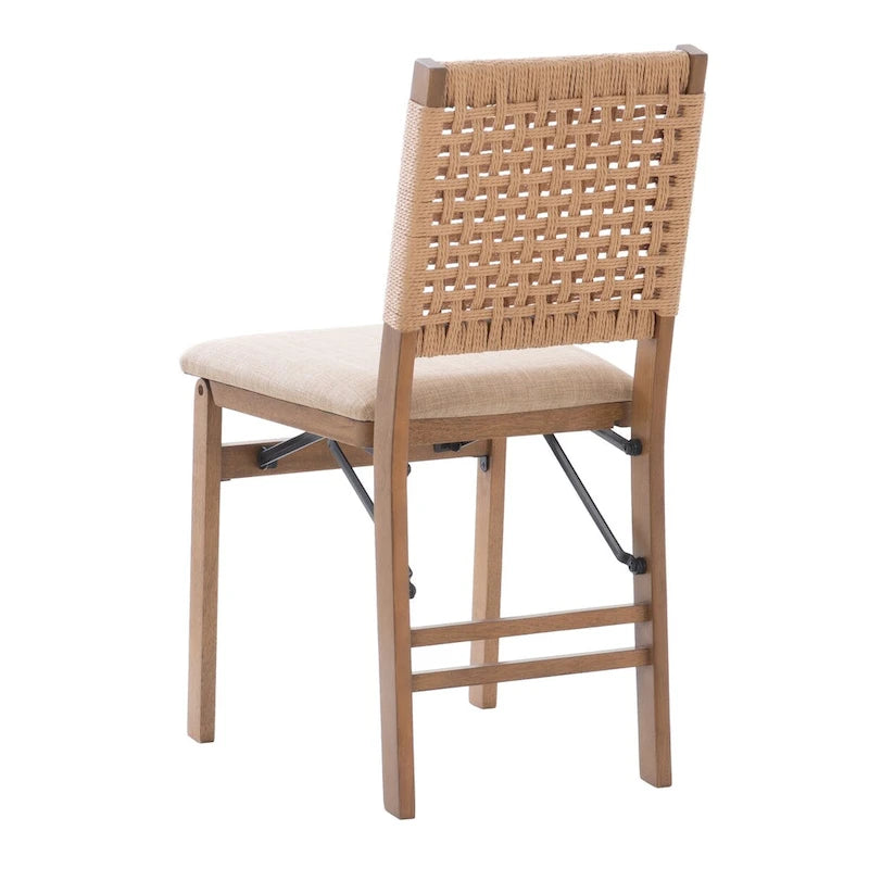 Chaise de salle à manger pliante en tissu naturel avec dossier