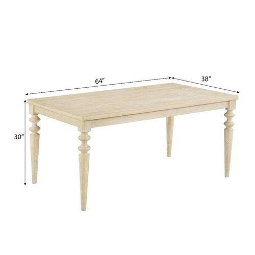 Table de salle à manger Amonia Urban Style avec pieds tournés en bois, finition blanche, filaire