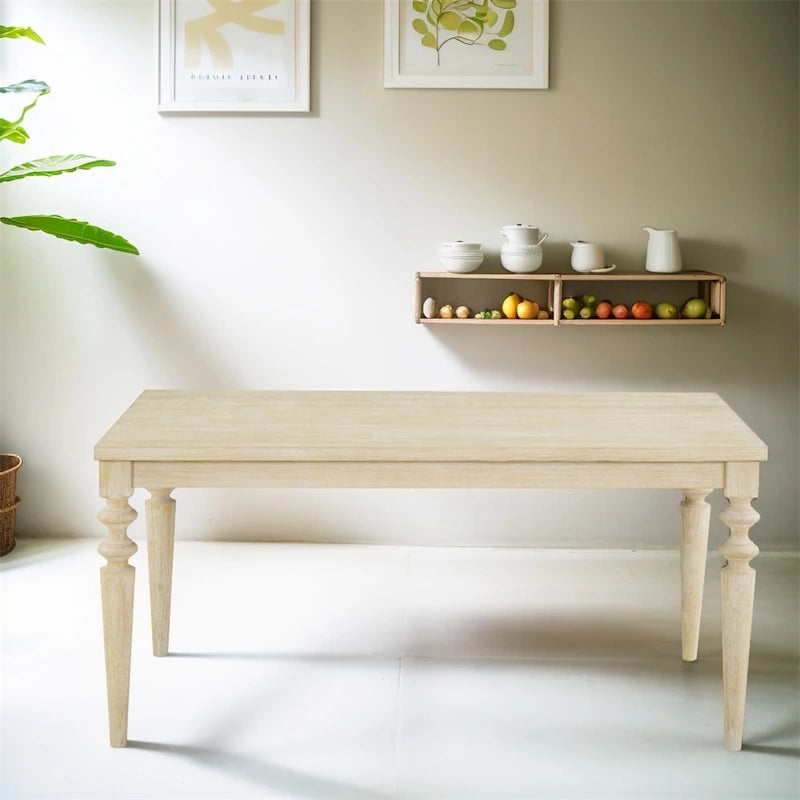 Table de salle à manger Amonia Urban Style avec pieds tournés en bois, finition blanche, filaire
