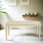 Table de salle à manger Amonia Urban Style avec pieds tournés en bois, finition blanche, filaire