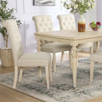 Table de salle à manger Amonia Urban Style avec pieds tournés en bois, finition blanche, filaire