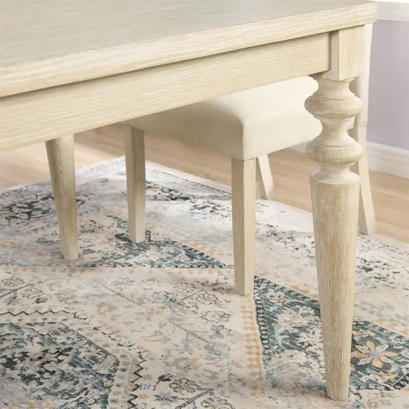 Table de salle à manger Amonia Urban Style avec pieds tournés en bois, finition blanche, filaire