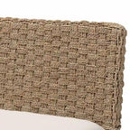 Ensemble banquette de coin repas 2 pièces Denver en bois d'acacia et herbe de mer naturelle, style bohème moderne