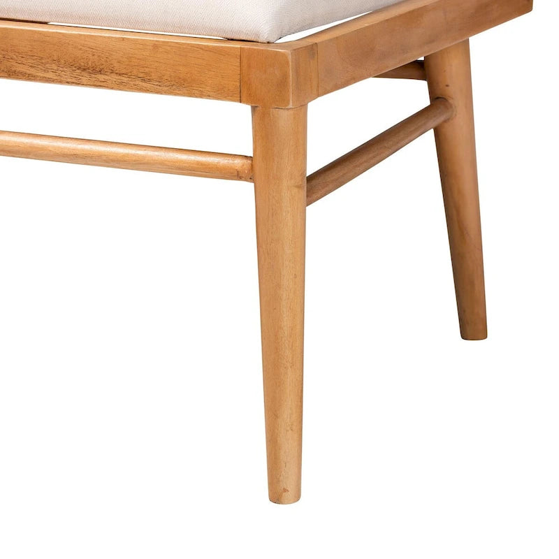 Ensemble banquette de coin repas 2 pièces Denver en bois d'acacia et herbe de mer naturelle, style bohème moderne