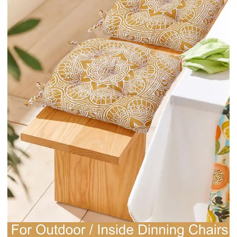 Coussin de chaise intérieur/extérieur, capitonné, résistant aux intempéries, à l'eau et à la décoloration, 19 x 19 (Lot de 2)
