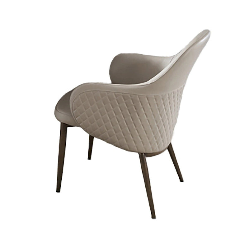 Liy, lot de 2 chaises de salle à manger de 66 cm, rembourrées courbées, en similicuir beige capitonné