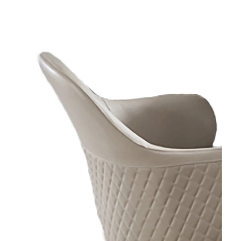 Liy, lot de 2 chaises de salle à manger de 66 cm, rembourrées courbées, en similicuir beige capitonné