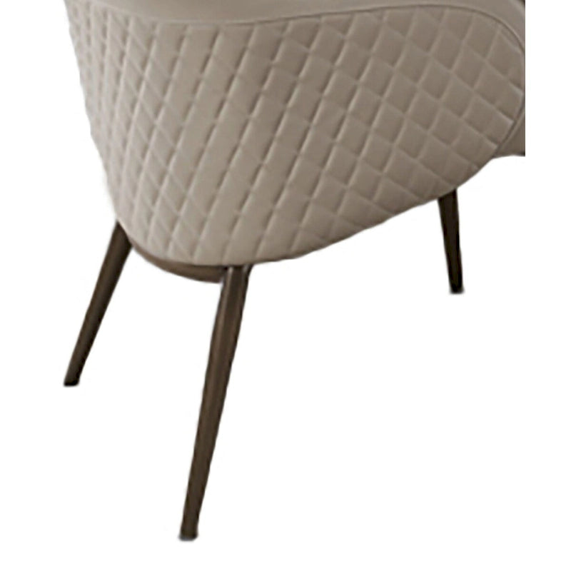 Liy, lot de 2 chaises de salle à manger de 66 cm, rembourrées courbées, en similicuir beige capitonné