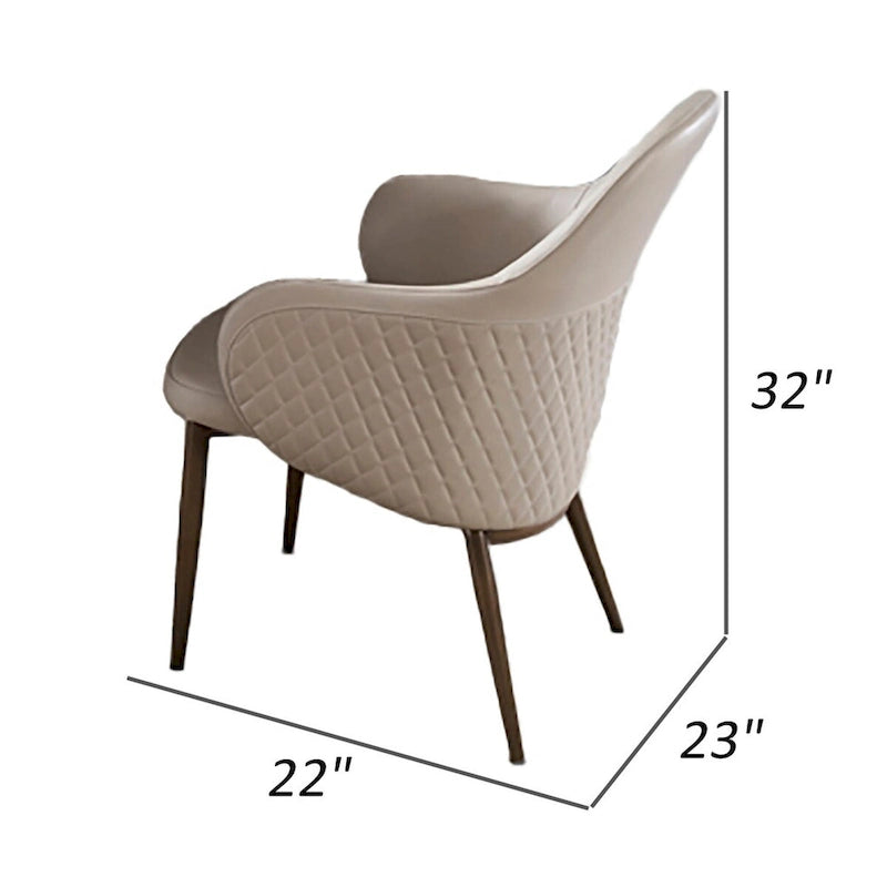 Liy, lot de 2 chaises de salle à manger de 66 cm, rembourrées courbées, en similicuir beige capitonné