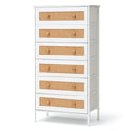 Commode à 6 tiroirs, tour de rangement en rotin PE, meuble de rangement