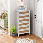 Commode à 6 tiroirs, tour de rangement en rotin PE, meuble de rangement