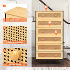 Commode à 6 tiroirs, tour de rangement en rotin PE, meuble de rangement