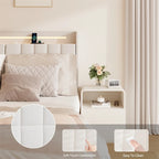 Lit plateforme rembourré avec tête de lit et station de recharge, format Queen Size, avec LED
