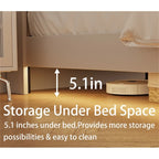 Lit plateforme rembourré avec tête de lit et station de recharge, format Queen Size, avec LED