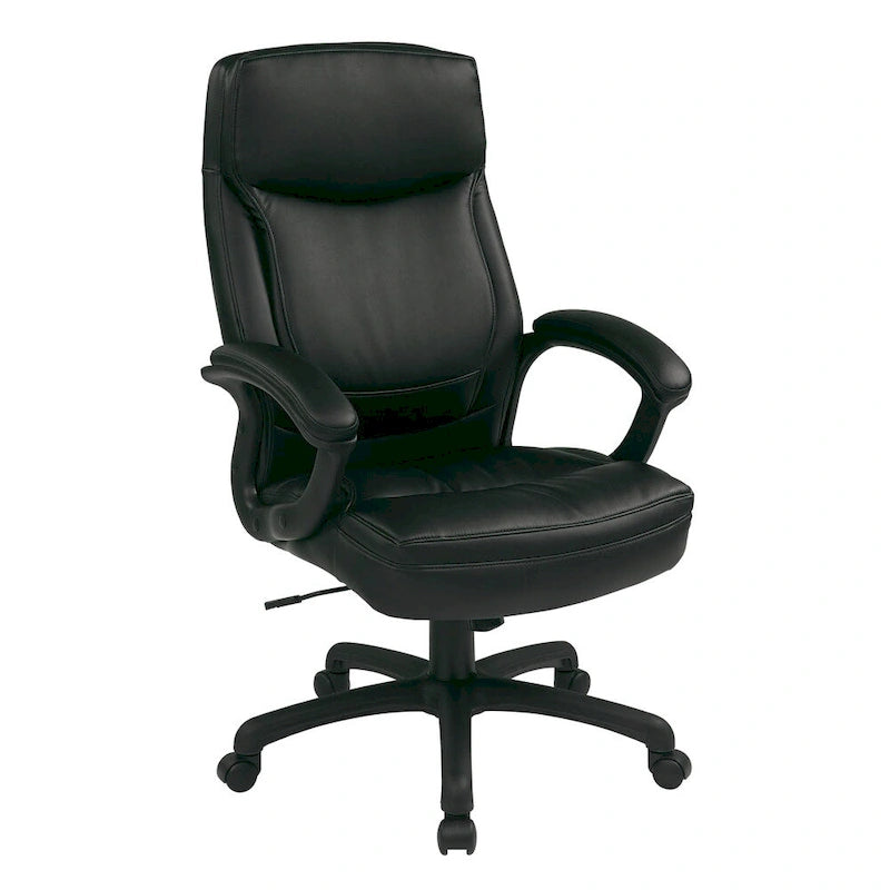 Chaise de direction ergonomique à dossier haut en similicuir noir