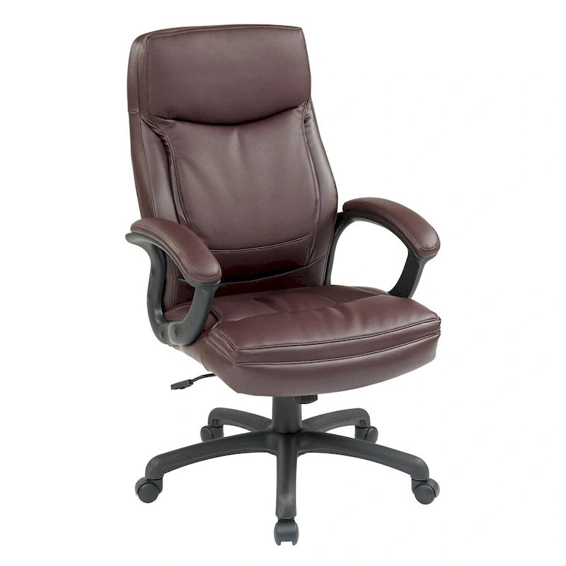 Chaise de direction ergonomique à dossier haut en similicuir noir