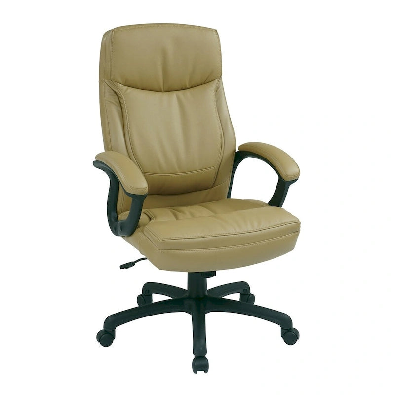 Chaise de direction ergonomique à dossier haut en similicuir noir