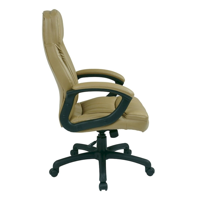 Chaise de direction ergonomique à dossier haut en similicuir noir