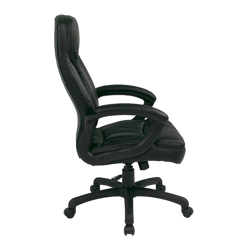 Chaise de direction ergonomique à dossier haut en similicuir noir