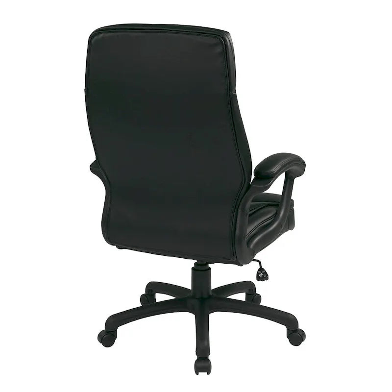 Chaise de direction ergonomique à dossier haut en similicuir noir
