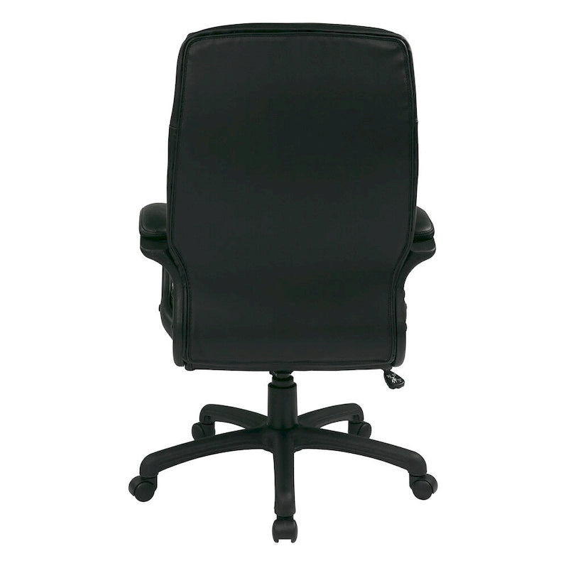Chaise de direction ergonomique à dossier haut en similicuir noir