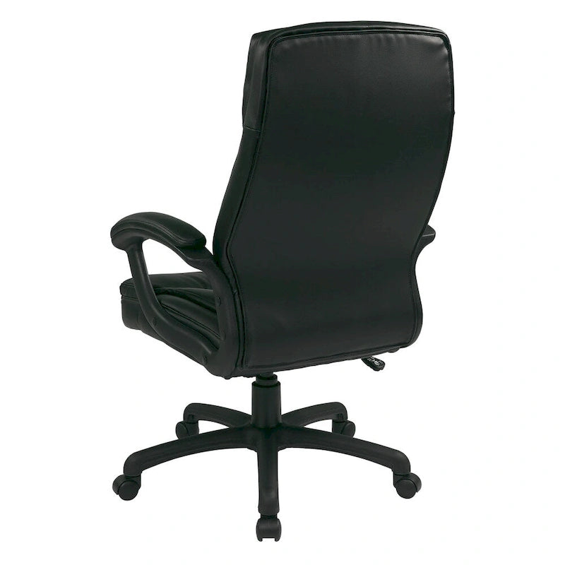 Chaise de direction ergonomique à dossier haut en similicuir noir