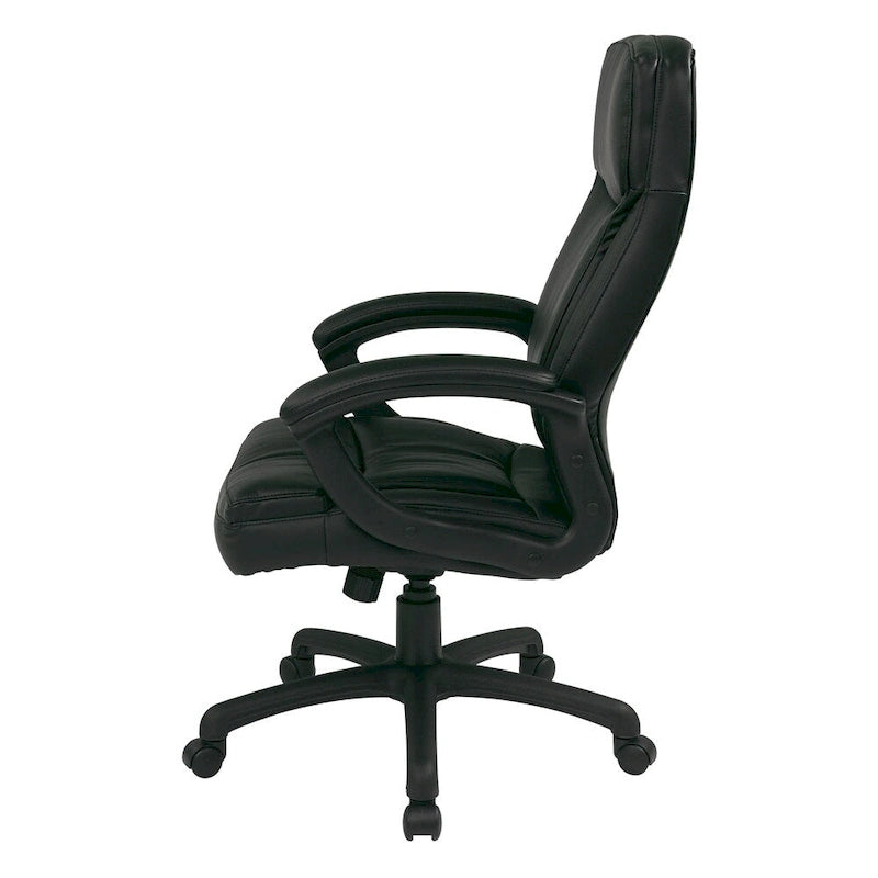 Chaise de direction ergonomique à dossier haut en similicuir noir