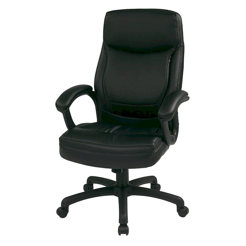 Chaise de direction ergonomique à dossier haut en similicuir noir
