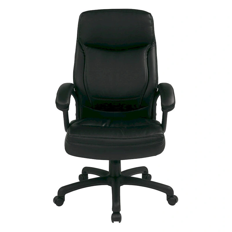 Chaise de direction ergonomique à dossier haut en similicuir noir