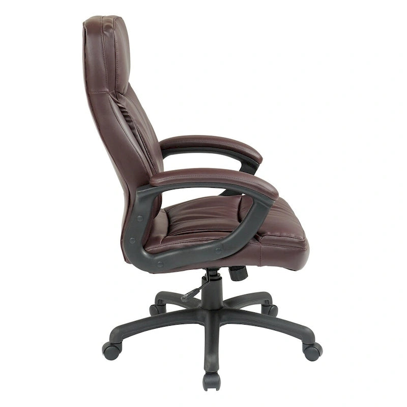 Chaise de direction ergonomique à dossier haut en similicuir noir