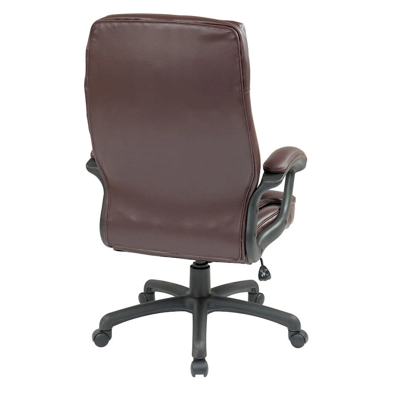 Chaise de direction ergonomique à dossier haut en similicuir noir