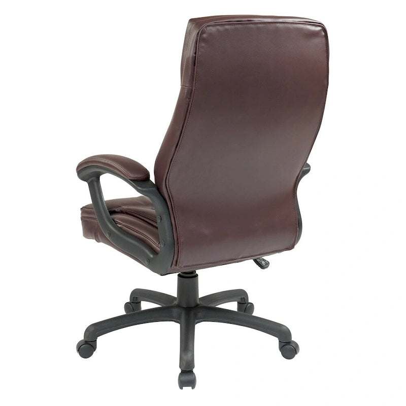 Chaise de direction ergonomique à dossier haut en similicuir noir