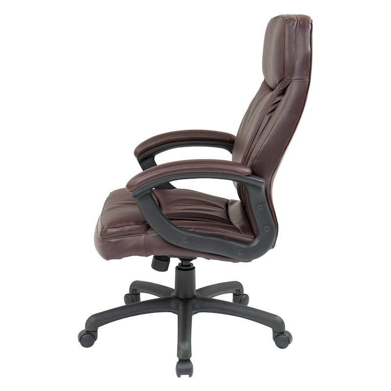 Chaise de direction ergonomique à dossier haut en similicuir noir