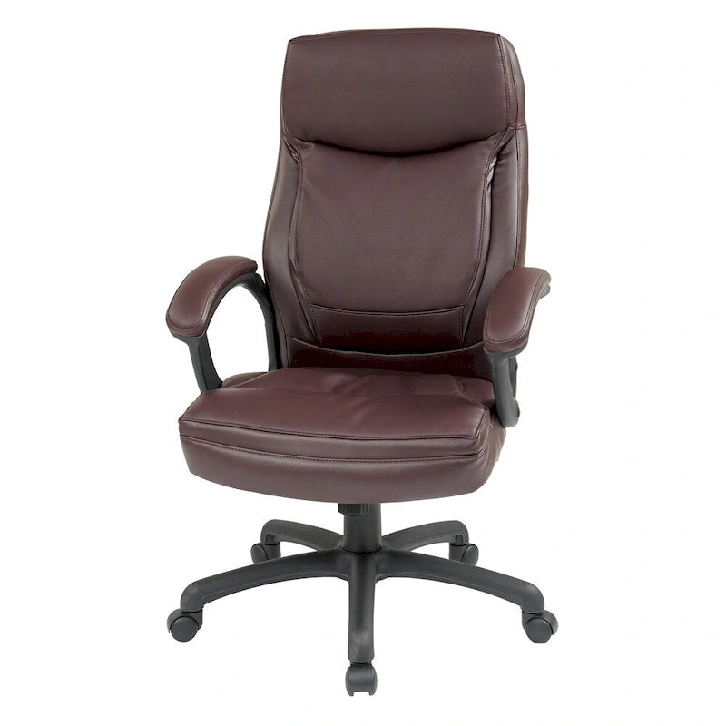Chaise de direction ergonomique à dossier haut en similicuir noir