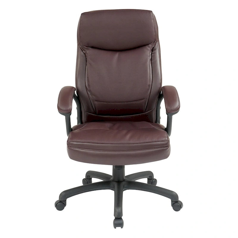 Chaise de direction ergonomique à dossier haut en similicuir noir